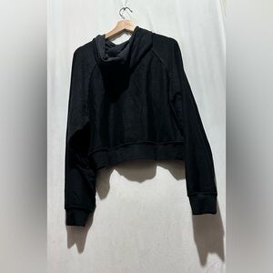 Alo Black Cropped Oversized Hoodie Sweatshirt